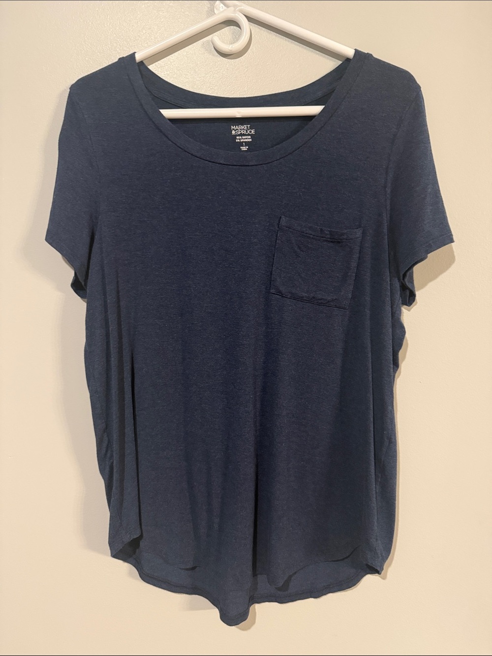 Market & Spruce Dark Navy Short-Sleeve Pocket Tee